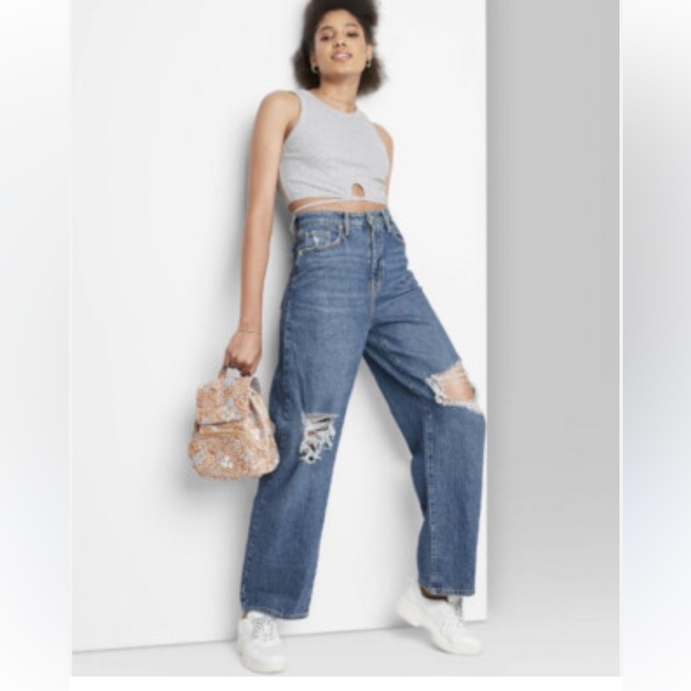 Wild Fable highest rise baggy distressed jeans size 4